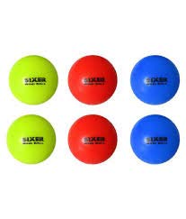 Image of Sixer PVC Cricket Wind Ball Set of 6 Pcs, Full Size, Red, Orange, Blue, Green, Multicolour