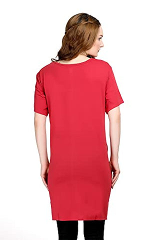 Image of CUPID Regular Fit Cotton Round Neck T-Shirt, Plus Size Night, Sleep, Yoga, Gym, Long Top n Tees for Women - Combo Pack of 3 - 3XL, Mauve / Yellow / Red