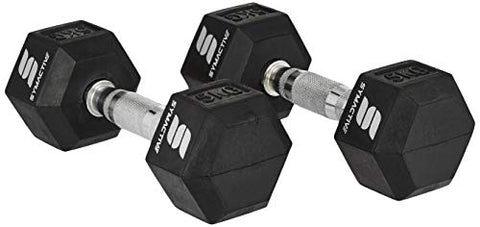 Image of Amazon Brand - Symactive Rubber Coated Hex Dumbbells, Set of 2, 5 Kg