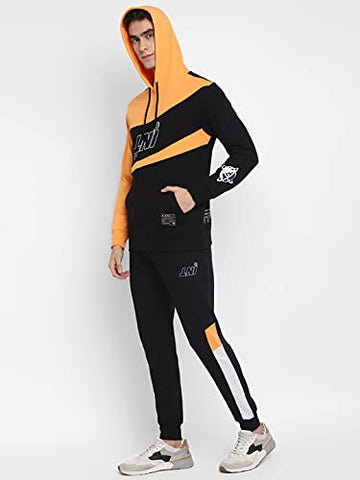Image of Alan Jones Clothing Men's Cotton Athletic Gym Running Sports Track Suit (TSUIT21-P03_Black_XL)