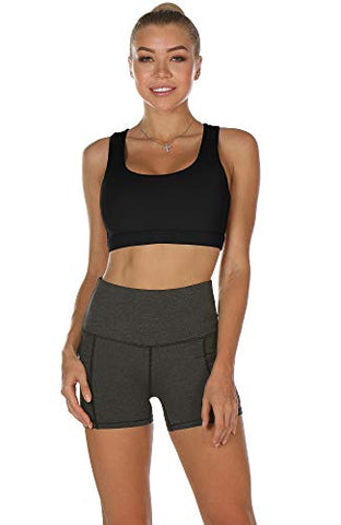 Image of icyzone Women's Workout Yoga Clothes Activewear Printed Racerback Sports Bras (L, Black)