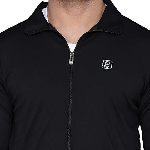 Image of PRAUME Men's Polyester Lycra Track Suit (Black, Large)