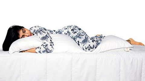 Image of SleepyCat Microfiber Cuddle Pillow with Cover for Body Support and Used During Pregnancy (50x19 inches, White Pillow and Grey Cover)