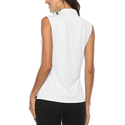 Image of AIRIKE Golf Polo Shirts for Women Sleeveless Summer Sports Athletic Fashionable Workwear-Quick Dry Womens Tank Tops (White, Small)