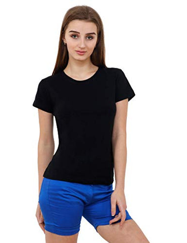 Image of Reifica Women's Plain Half Sleeve T-Shirt Combo Pack of 4 (Black,Maroon,White,Mustard Yellow_Small)