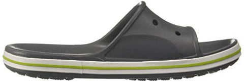 Image of crocs Unisex Adult Bayaband Slide Charcoal/Volt Green Slipper-5 Men/ 6 UK Women (M6W8) (205392)