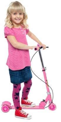 Image of JOYESTA Kick Scooter for Kids 3 Wheeler Foldable Kick Skating Cycle with Brake and Bell, LED on Wheels and Height Adjustable for Boys and Girls for 3-7 Years (Pink)