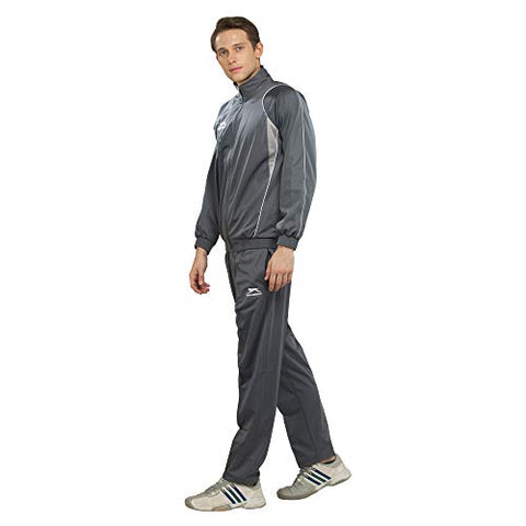 Image of SHIV NARESH Polyester Tracksuit (X-Large, Dark Grey/Light Grey/White)