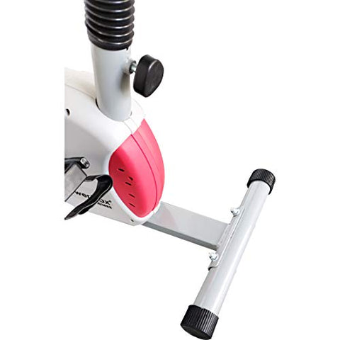 Image of PowerMax Fitness BU-200 Exercise Upright Bike with Anti-Skid Pedals, Adjustable Foot Strap and Vertical Seat Adjustment for Home Gym, (Model: BU-200-AL143), White