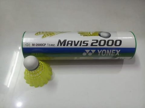 Image of Yonex Mavis 2000 Green Cap Nylon Shuttlecock, Pack of 6 - Made in Japan