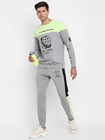 Image of Alan Jones Clothing Men's Cotton Athletic Gym Running Sports Track Suit (TSUIT21-P02_Melange_XL)