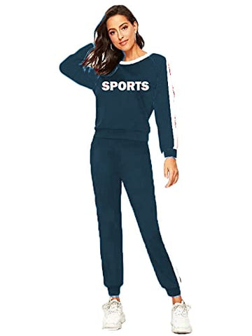 Image of Galani� Yoga Suit For Sports Gym Dancing Workout Aerobic Fitness Breathable Cotton Top & Skinny Fit Leggings For Women (Free Size) Comfortable Ankle-Length Yoga Wear (Free Size Up To 36, Dark Blue)