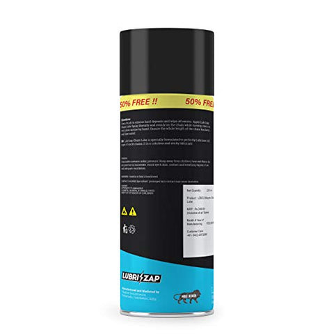 Image of Lubrizap Bicycle Chain Premium lube Spray Enhanced Bicycle Performance wear Resistant Accessory Improve Chain Life and Performance 225 ml Pack of 1