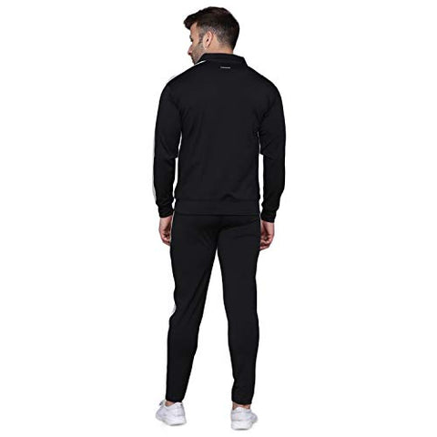 Image of PRAUME Men's Polyester Lycra Track Suit (Black, Large)