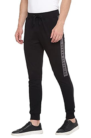 Image of Alan Jones Clothing Men's Cotton Solid Slim Fit Joggers Track Pants (JOG21-P108_Black_3XL)