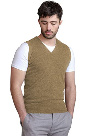 Image of BASE 41 Men's Wool V-Neck Sweater (HSR_Beige_M_Beige_Medium)