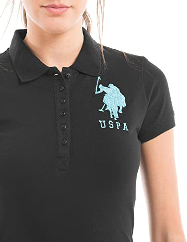 Image of US Polo Women's Band Collar T-Shirt (UWTS0547_Black_X-Small)