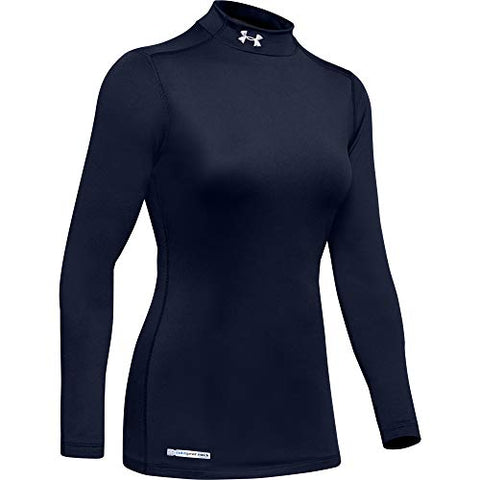 Image of Under Armour Women's ColdGear Authentics Mock, Midnight Navy/Metal, Small