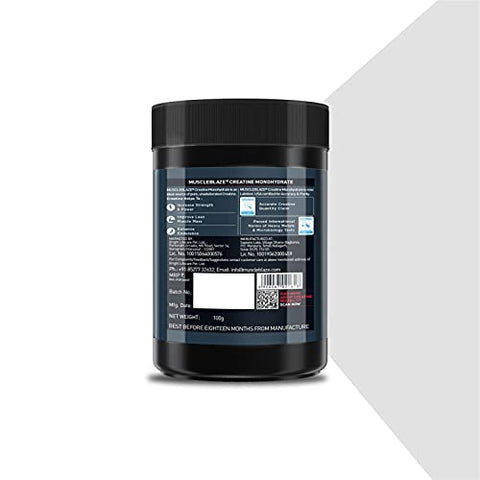 Image of MuscleBlaze Creatine Monohydrate, India's Only Labdoor USA Certified Creatine (Unflavoured, 100 g / 0.22 lb, 33 Servings)