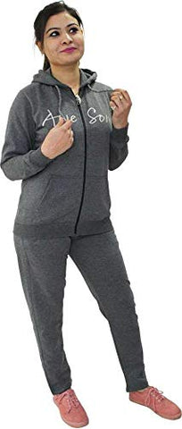 Image of HAUTEMODA Women's Zipper Fleece Track Suit with Hooded (Grey, X-Large)