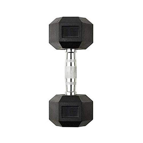 Image of FratiiSingh's 7.5kg Rubber Hex Dumbbells for Unisex {Pack of 1 pcs. of 7.5Kg Dumbbell}, Rubber, Black