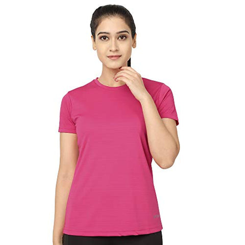 Image of KRONOS Women's Round Neck Dry Fit Gym Sports T-Shirt, Salmon Pink (S)