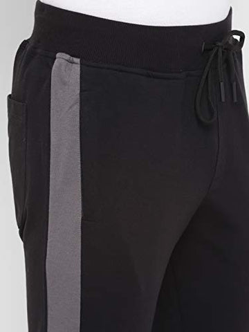 Image of Alan Jones Clothing Men's Cotton Solid Slim Fit Joggers Track Pants (JOG21-P108_Black_3XL)