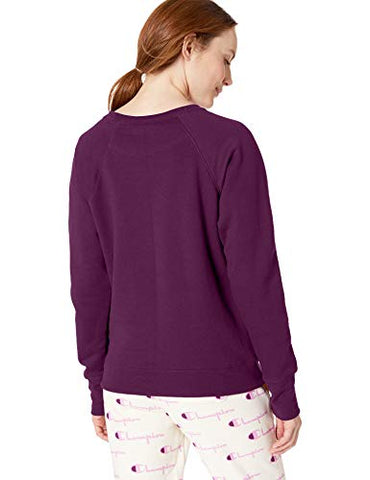 Image of Champion Women's Powerblend Boyfriend Crew Sweatshirt, Venetian Purple - Applique, X Small