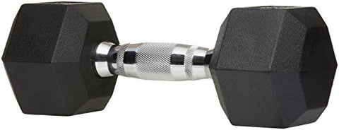 Image of AmazonBasics Rubber Encased Hex Dumbbell Weight - 10.7 x 4 x 3.5 Inches, 4.5 kg