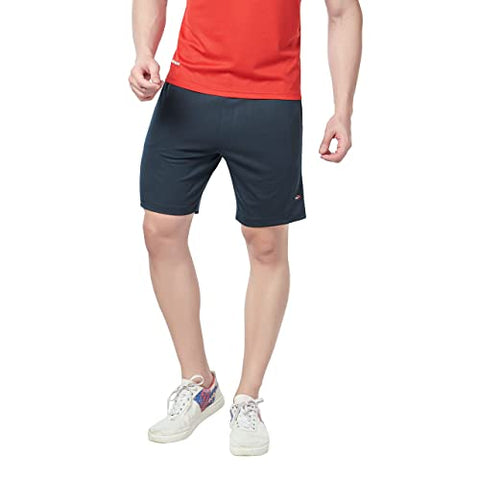 Image of berge' Men's Instadry Dryfit Polyester Lightweight Soft Fabric Long Shorts with Secure Zipper Pockets (Navy Colour)
