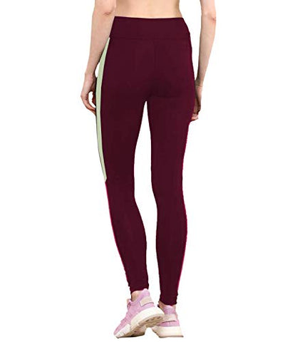 Image of Neu Look Gym wear Leggings Ankle Length Workout Active wear | Stretchable Tights | High Waist Sports Fitness Yoga Track Pants for Girls & Women (Large) Maroon Grey