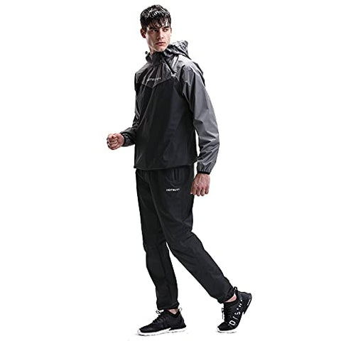 Image of HOTSUIT Sauna Suit Men Weight Loss Jacket Pant Gym Workout Sweat Suits, Gray, XL