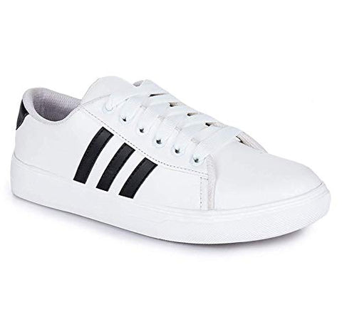 Image of Bella Toes Presents Women's/Ladies/Female/Girls Trendy Lightweight Comfortable, Casualwear White Lace-Up Sneakers Shoes_(8804-WHITE-41)