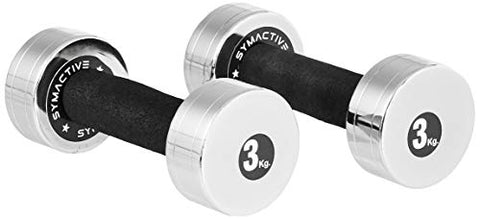 Image of Amazon Brand - Symactive Chrome Plated Steel Dumbbell, Set of 2, 3 Kg
