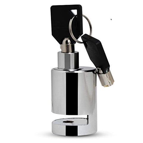 Image of Allextreme EXHDBL1 Stainless Steel Heavy Duty Painted Finish Disc Brake Anti Theft 7mm Pin Wheel Locking Security Lock for Bike and Motorcycle (Chrome )