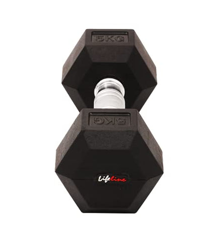 Image of Lifeline 10 Kg Hexa Dumbbell Set Ideal for Home Gym Exercise Workout for Men & Women, Cast Iron Rubber Coated Encased, Perfect for Home Fitness- Pack of 2