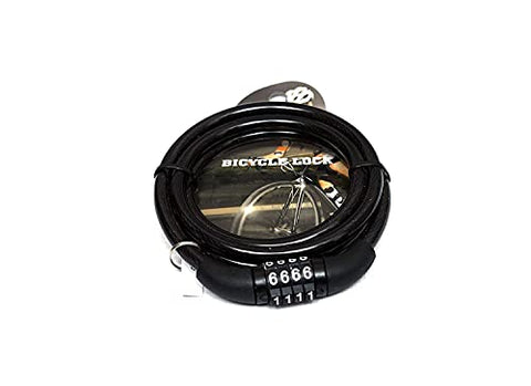 Image of NKSA Cycle Cable Lock Bicycle Number Lock Cable Lock Universal, Polished Finish, Black, Pack of 1