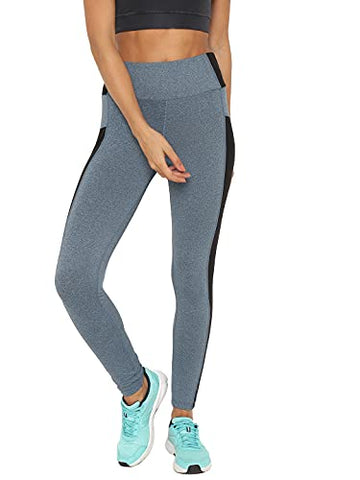 Image of CHKOKKO Women Yoga Track Pants Stretchable Sports Gym Tights BlueMelange 4XL