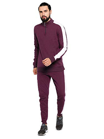 Image of Maniac Striped Men's Maroon Fullsleeve Tracksuit - X-Large