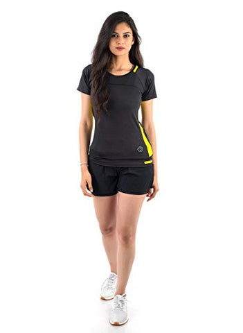 Image of TRUEREVO Women's T-Shirt (161126MBLKCYLW_S_Black & Yellow_Small)