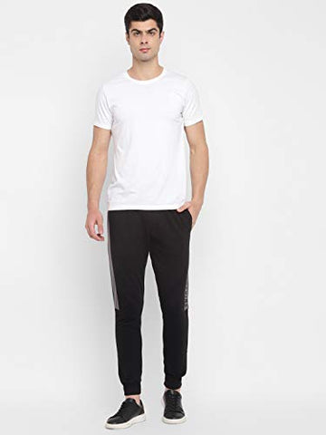 Image of Alan Jones Clothing Men's Cotton Solid Slim Fit Joggers Track Pants (JOG21-P108_Black_3XL)