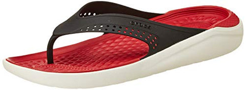 Image of Crocs Unisex Adult LiteRide Black/White Flip Flops Thong Sandals-M12 (205182-066)