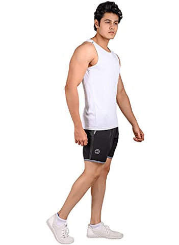 Image of TRUEREVO Men's Polyester Dry Fit Sports Shorts with Zipper Back Pocket (Black, 7-inch Inseam Length, XXL)