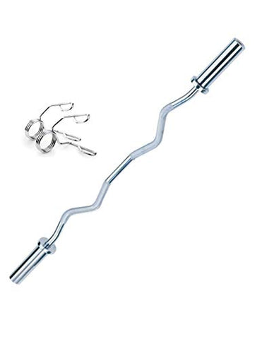 Image of Konark 3 Feet Curling Olympic Barbell Rod Heavy Weight Lifting Training for Gym Fitness Workout (30 mm Internal Dia & 50mm Outer Dia) with Two Springs Collar