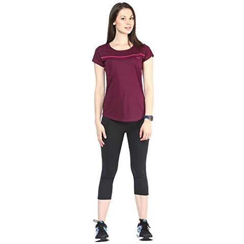 Image of berge' Ladies Polyester Dry Fit Western Shirts & Tshirts for Women, Quick Drying & Breathable Fabric, Gym Wear Tees & Workout Tops (Wine Colour) L