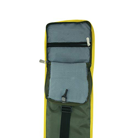 Image of One O One - Lines Collection Single Compartment Military Green + Yellow Print Padded Full Cricket Bat Cover/Cricket Kitbag