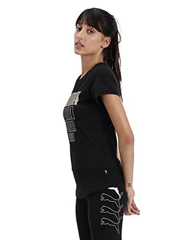 Image of Puma Women's Graphic Regular T-Shirt (58130751 Black-Gold Silver XS)