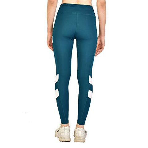 Image of Kopykat Fourway Lycra Spandex Highwaist Sports Gym Yoga Tights for Women (kop-51) (Teal Blue - 3XL)