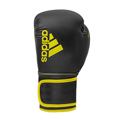 Image of adidas Boxing Gloves - Hybrid 80 - for Boxing, Kickboxing, MMA, Bag, Training & Fitness - Boxing Gloves for Men & Women - Weight (10 oz, Black/Yellow)