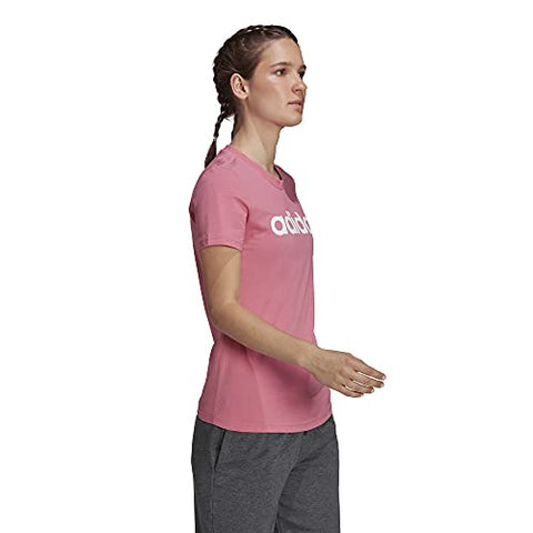 Image of adidas Women's Standard Loungewear Essentials Slim Logo Tee, Rose Tone/White, Small